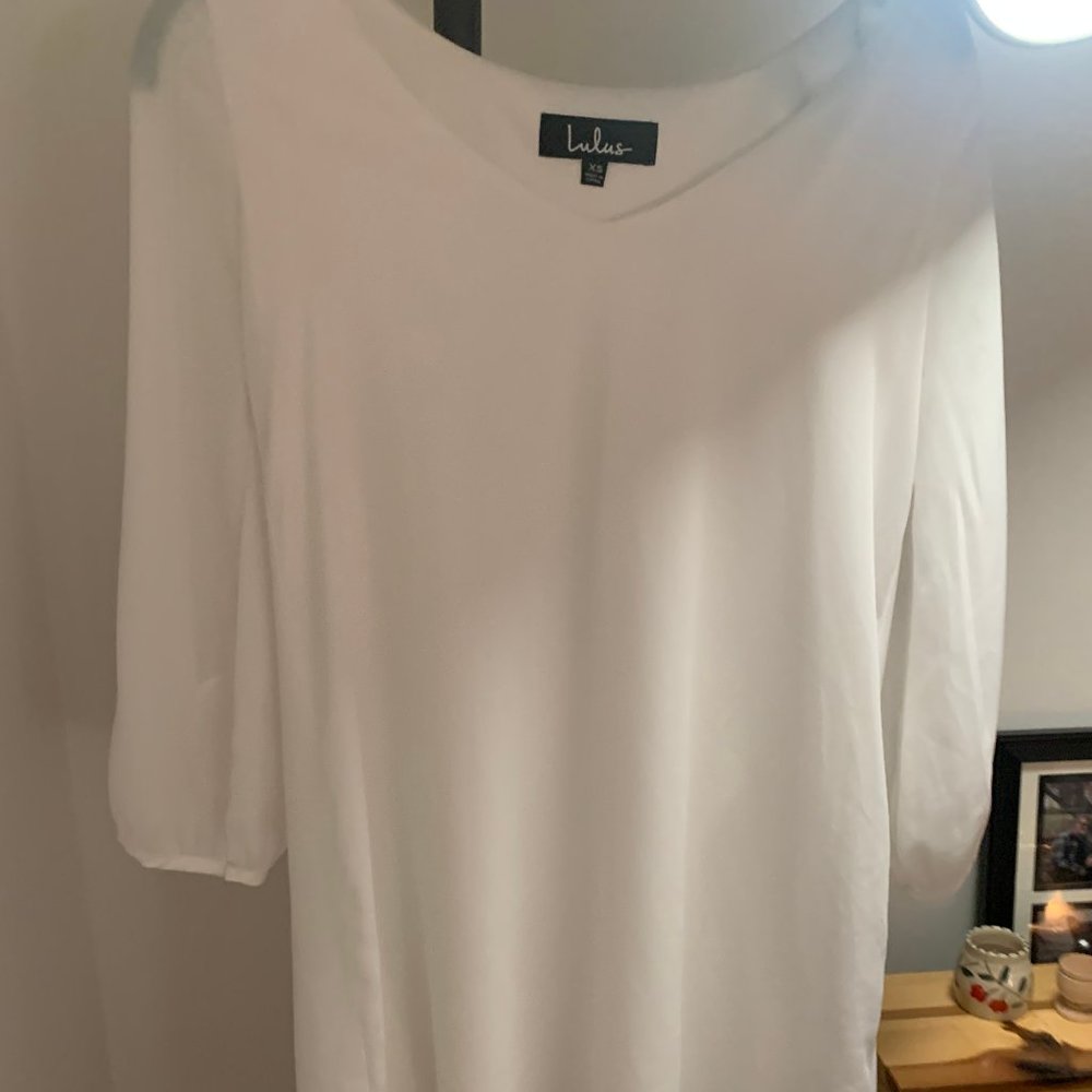 Lulu's white satin dress